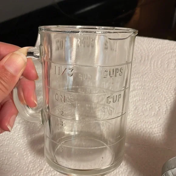 Vintage Pamco Food Nut Chopper Glass Handled Measuring Cup 1 1/2 Cup 12 Ounces - Picture 3 of 10